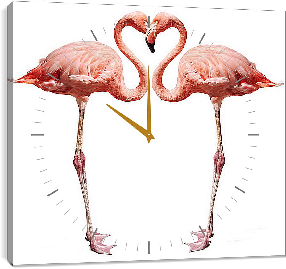 Часы картина - Сердце фламинго
