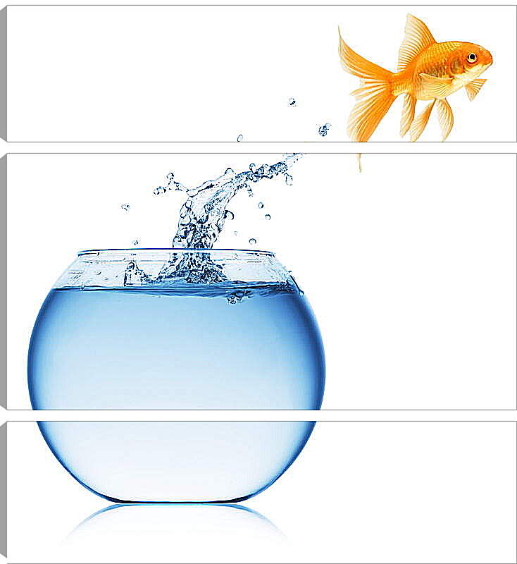 Модульная картина - Рыбка прыгает из аквариума

