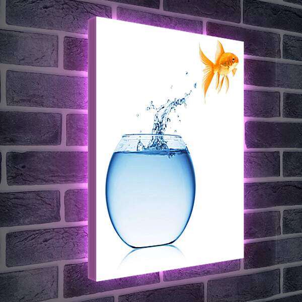 Лайтбокс световая панель - Рыбка прыгает из аквариума
