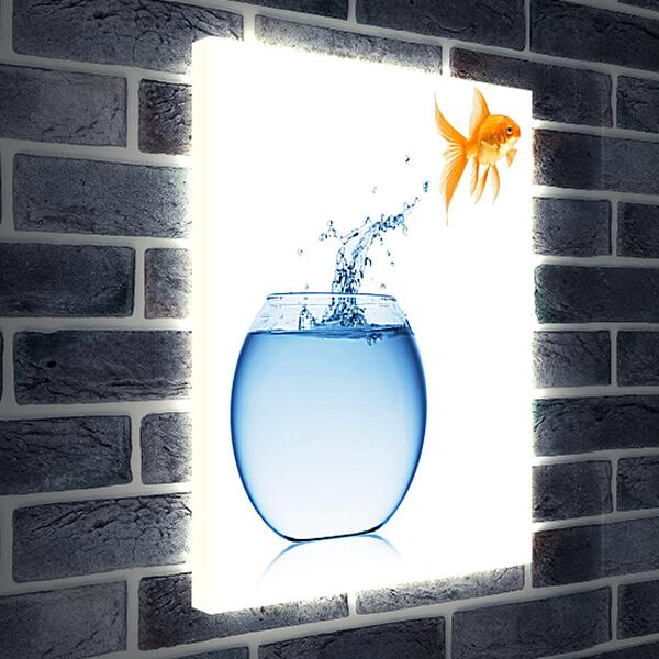 Лайтбокс световая панель - Рыбка прыгает из аквариума
