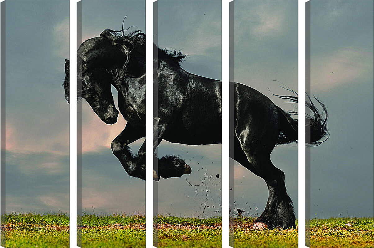 Модульная картина - Вороной конь
