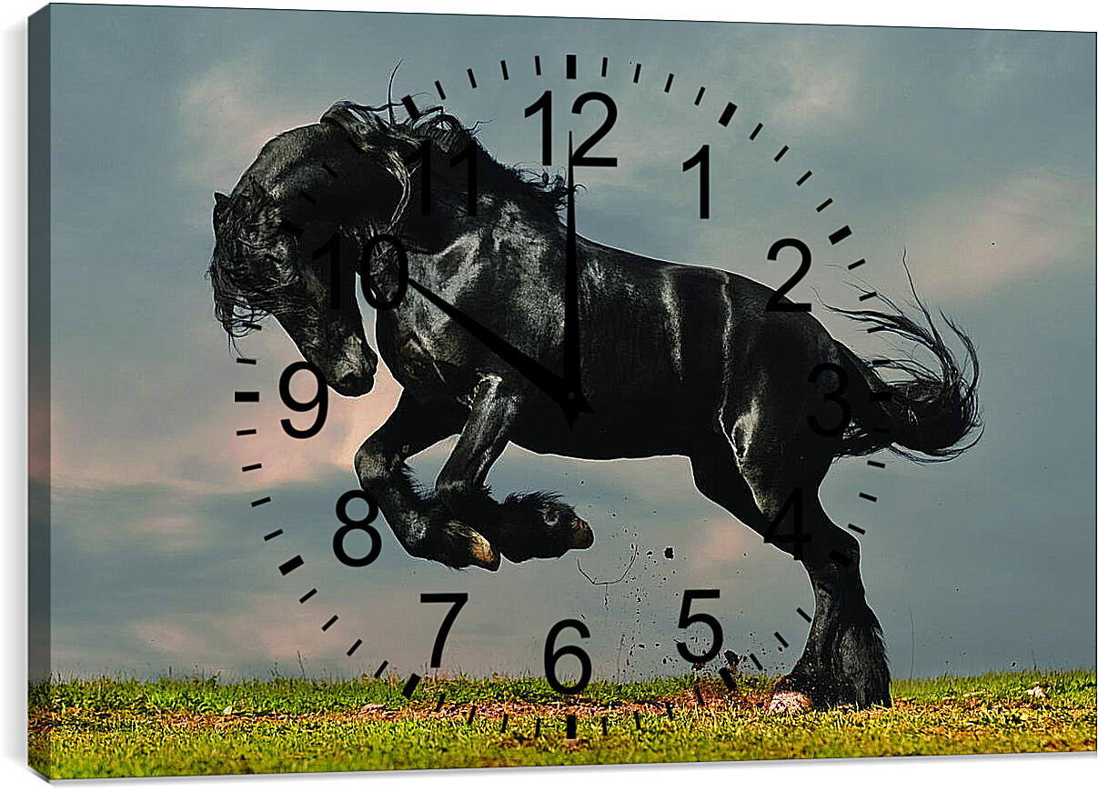 Часы картина - Вороной конь
