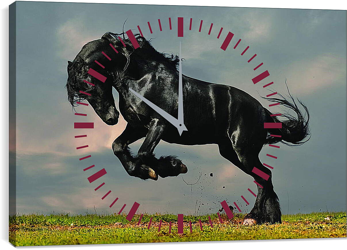 Часы картина - Вороной конь
