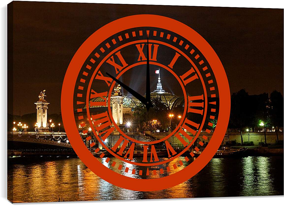 Часы картина - Ночной Париж