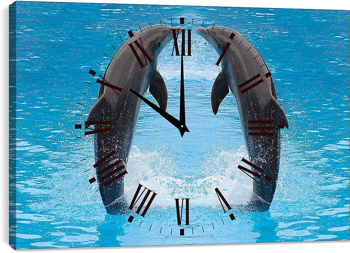 Часы картина - Два дельфина
