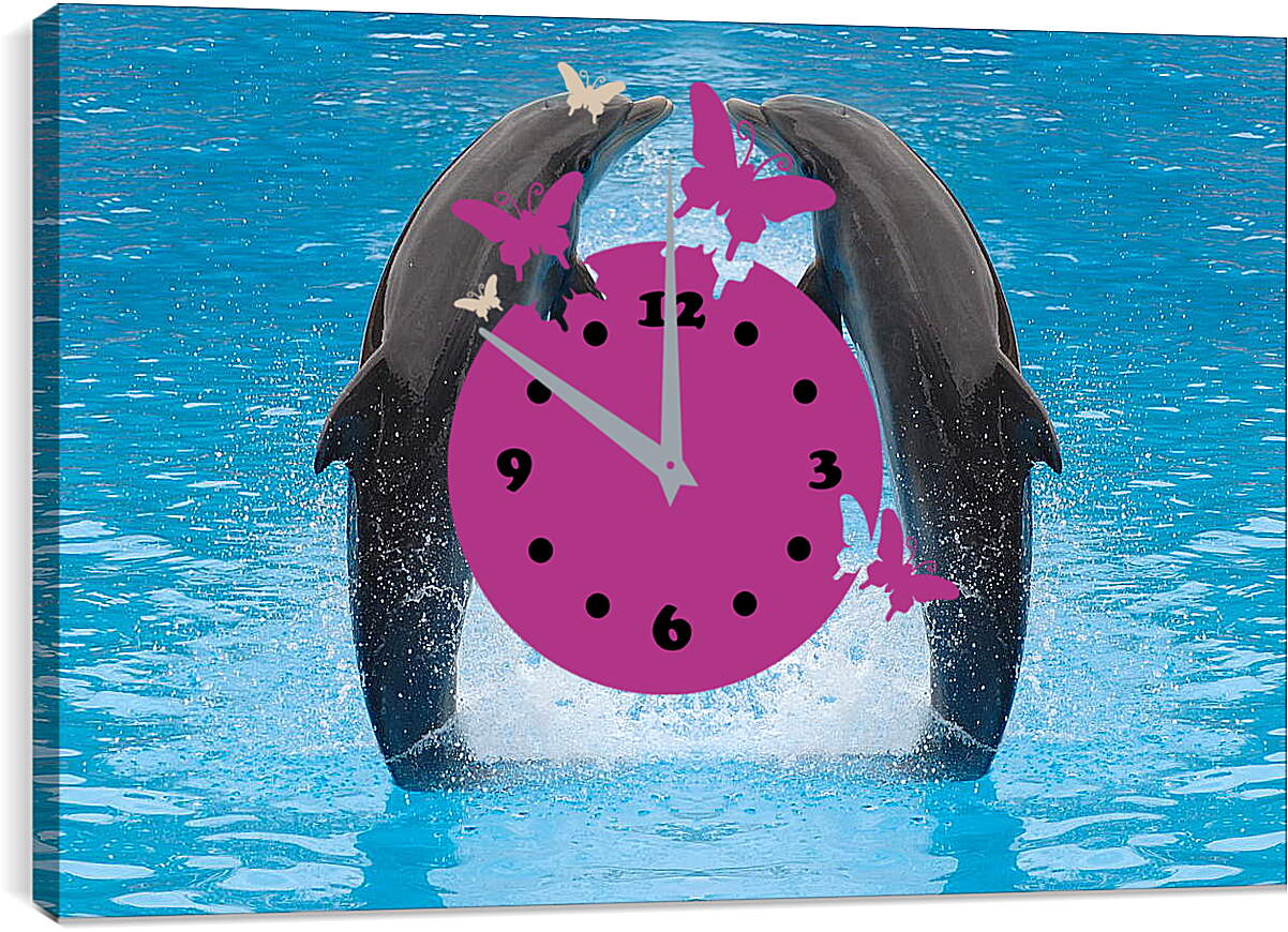 Часы картина - Два дельфина

