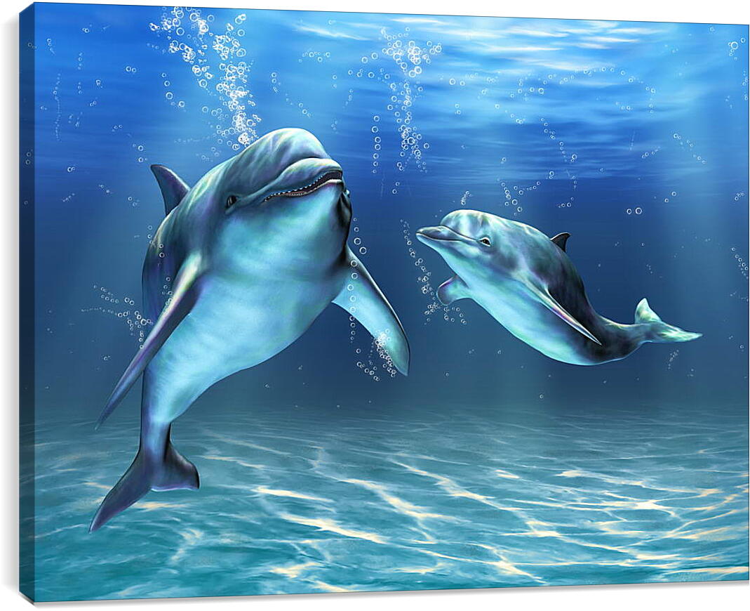 Постер и плакат - Иллюстрация дельфины
