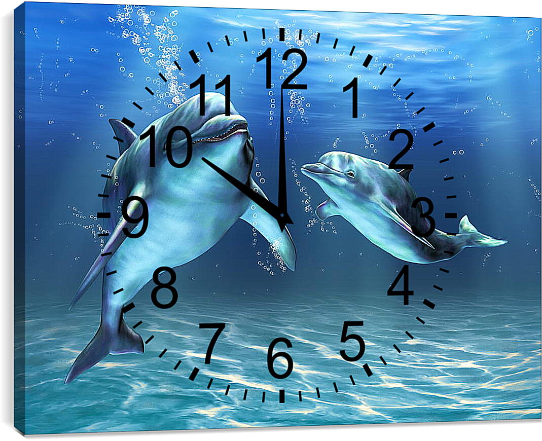 Часы картина - Иллюстрация дельфины
