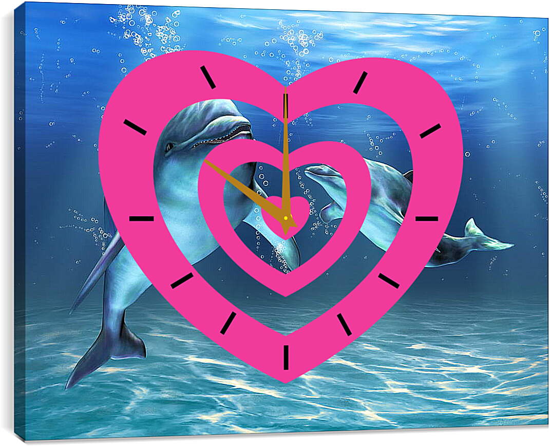 Часы картина - Иллюстрация дельфины
