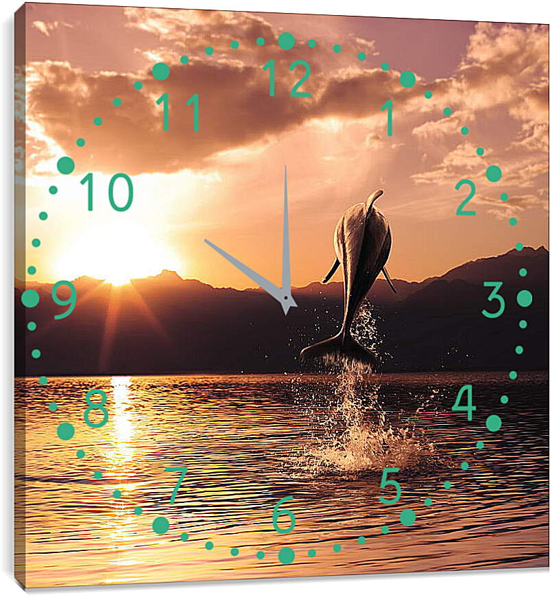Часы картина - Прыжок дельфина
