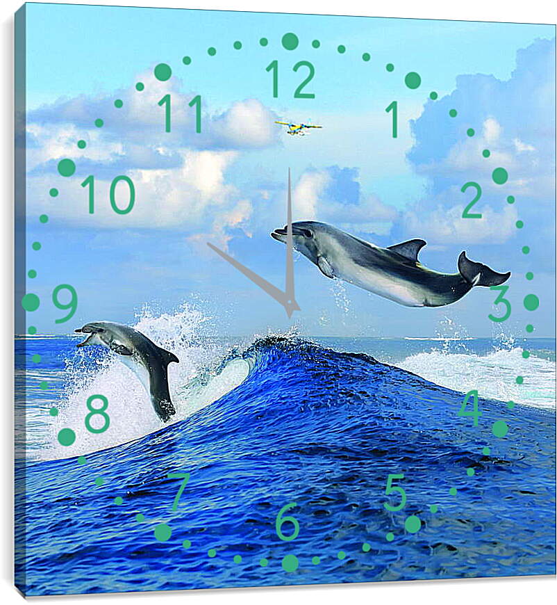 Часы картина - Полет дельфина
