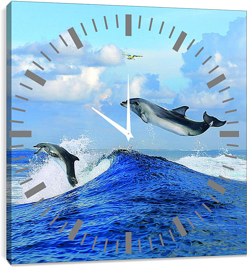 Часы картина - Полет дельфина
