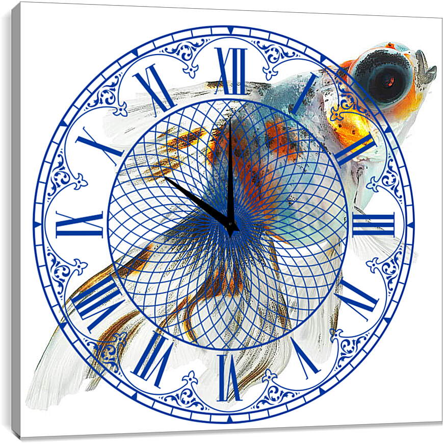 Часы картина - Рыбка на белом фоне
