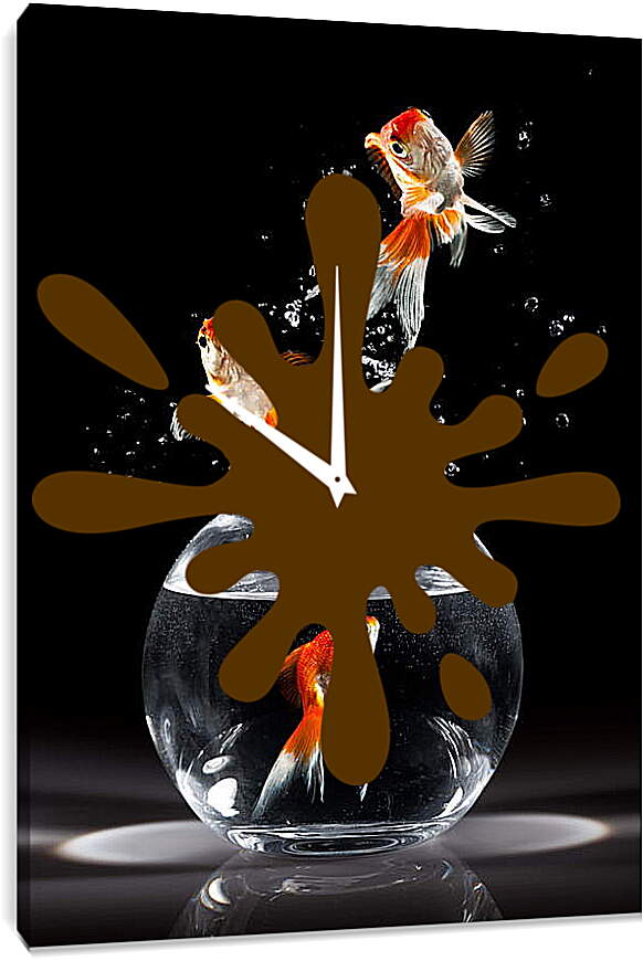Часы картина - Прыжки рыбок
