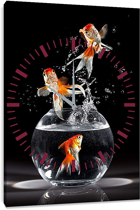 Часы картина - Прыжки рыбок
