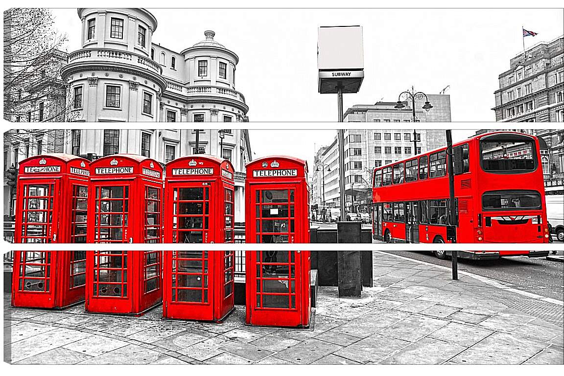 Модульная картина - Телефонная будка. Лондон