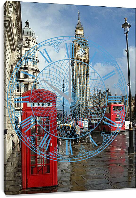 Часы картина - Телефонная будка. Лондон