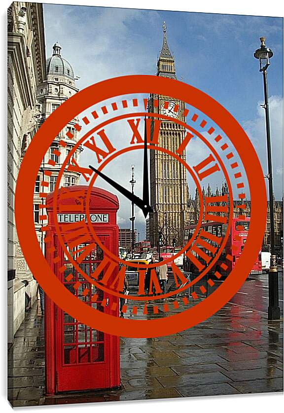 Часы картина - Телефонная будка. Лондон