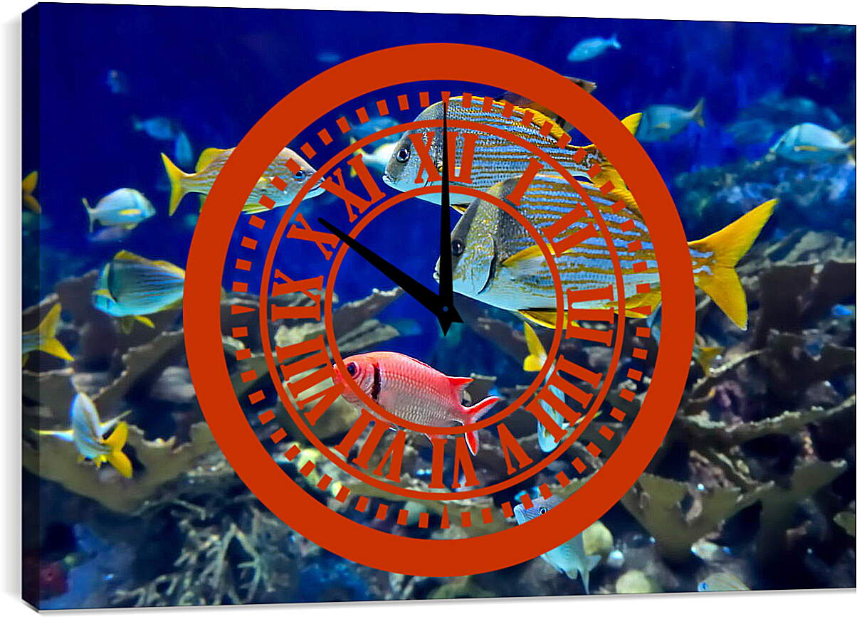 Часы картина - Аквариумные рыбки
