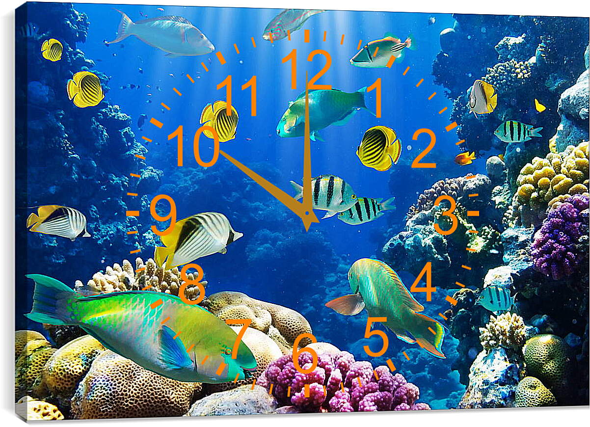 Часы картина - Рыбки в море
