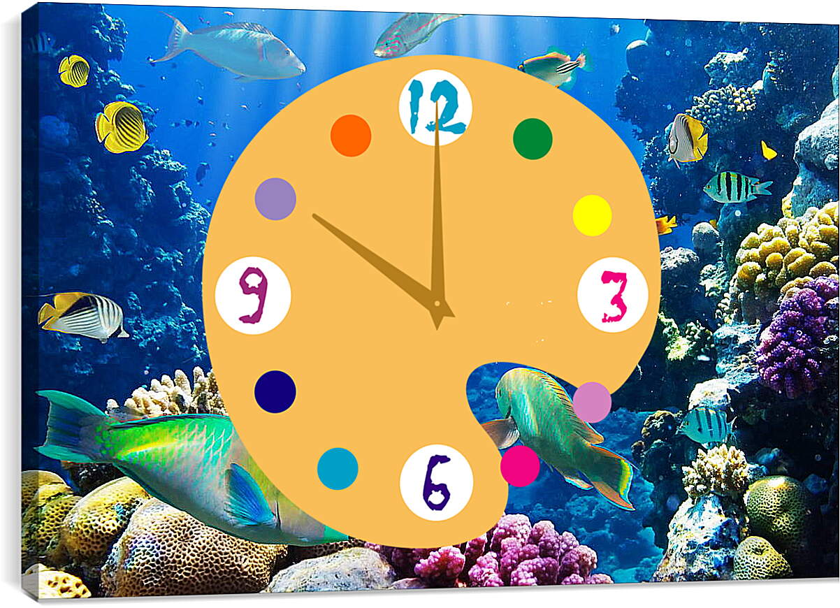 Часы картина - Рыбки в море
