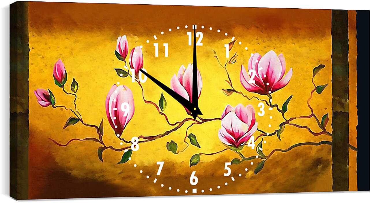 Часы картина - Орхидеи на жёлтом