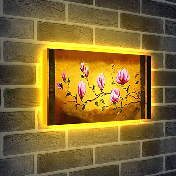 Лайтбокс световая панель - Орхидеи на жёлтом