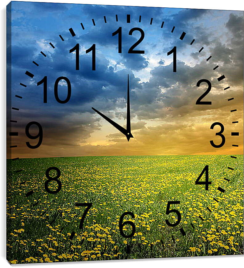Часы картина - Одуванчиковое поле
