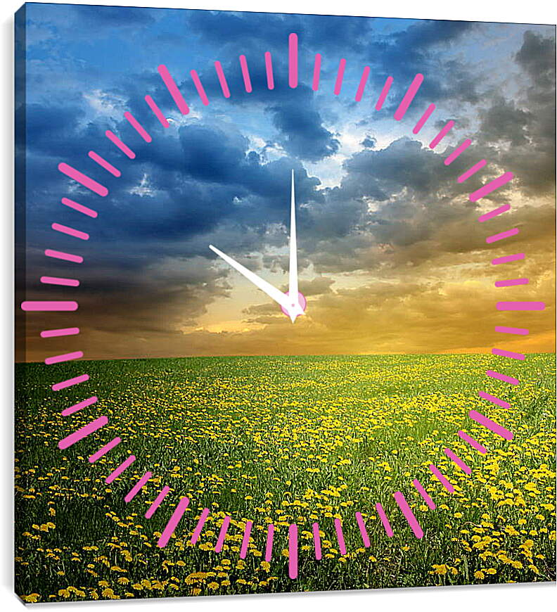 Часы картина - Одуванчиковое поле
