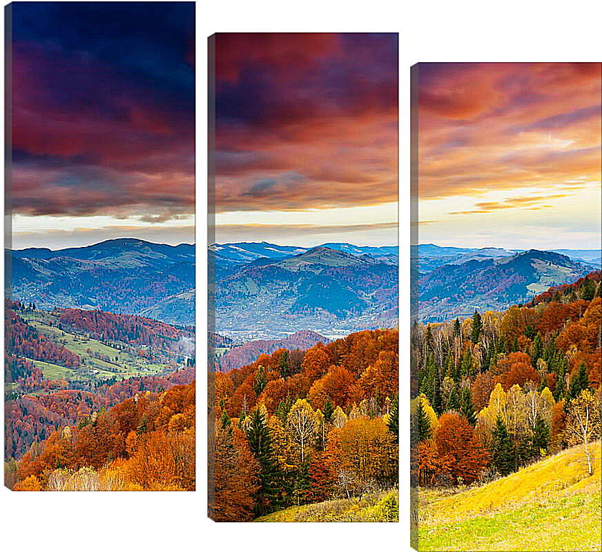 Модульная картина - Золотая осень в горах
