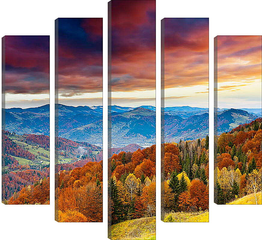 Модульная картина - Золотая осень в горах
