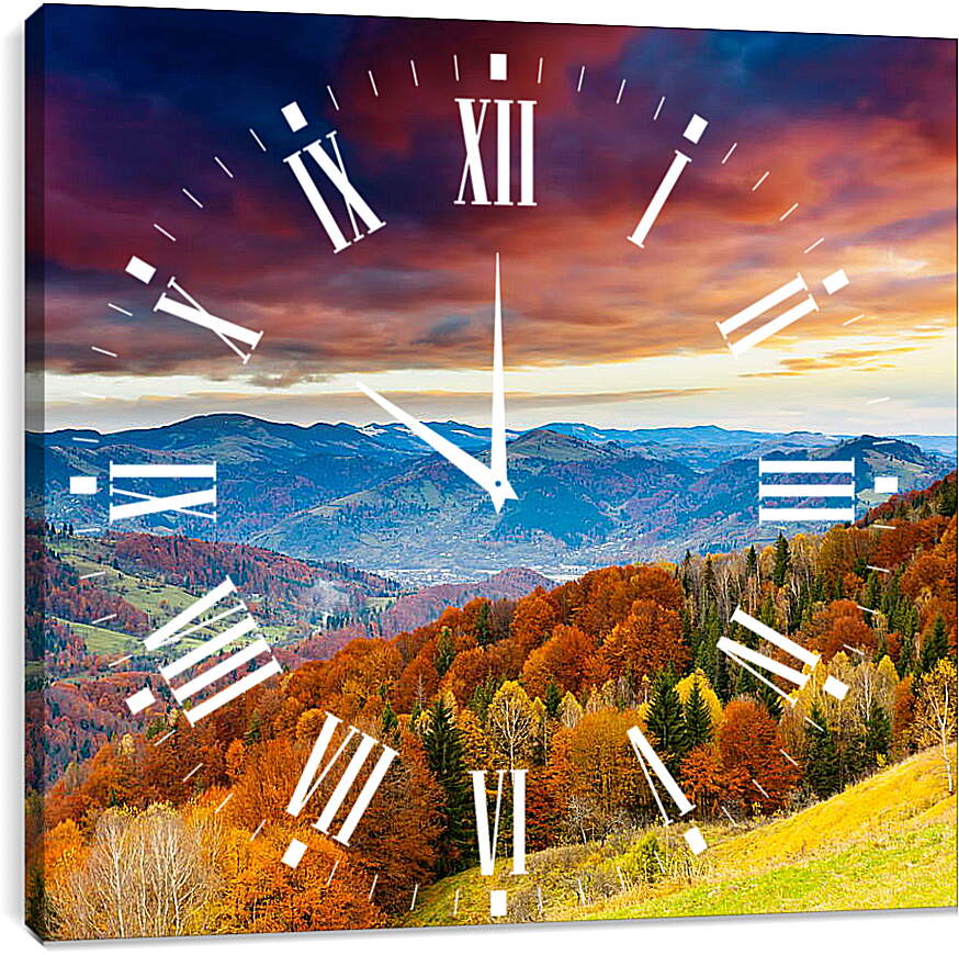 Часы картина - Золотая осень в горах