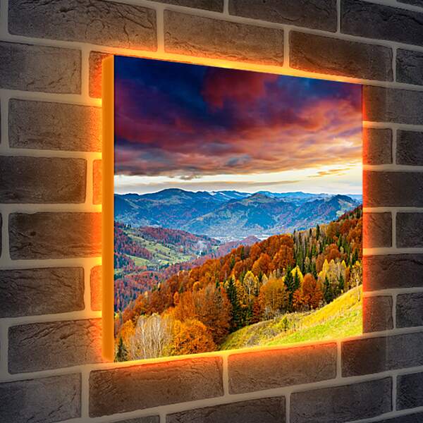 Лайтбокс световая панель - Золотая осень в горах