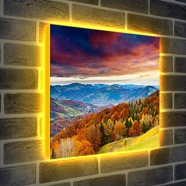 Лайтбокс световая панель - Золотая осень в горах