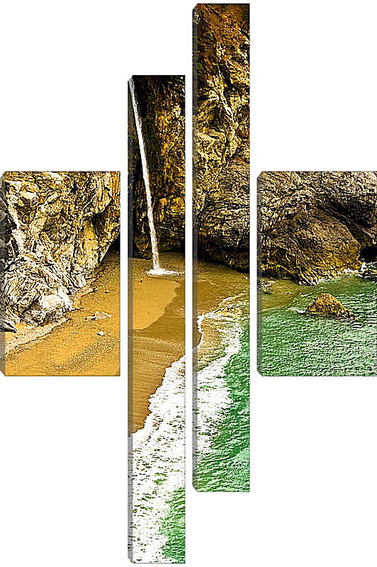 Модульная картина - Водопад из скалы
