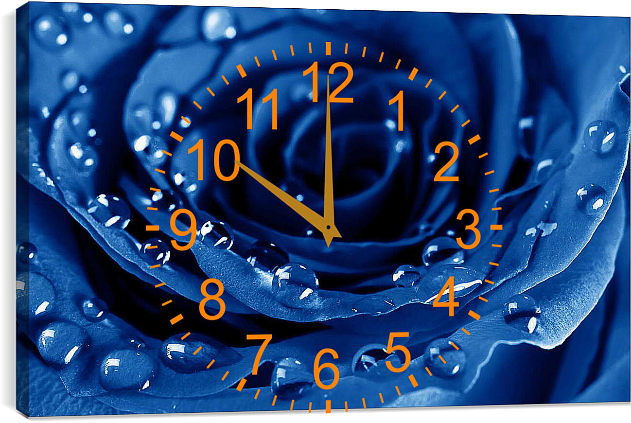 Часы картина - Капли воды на розе

