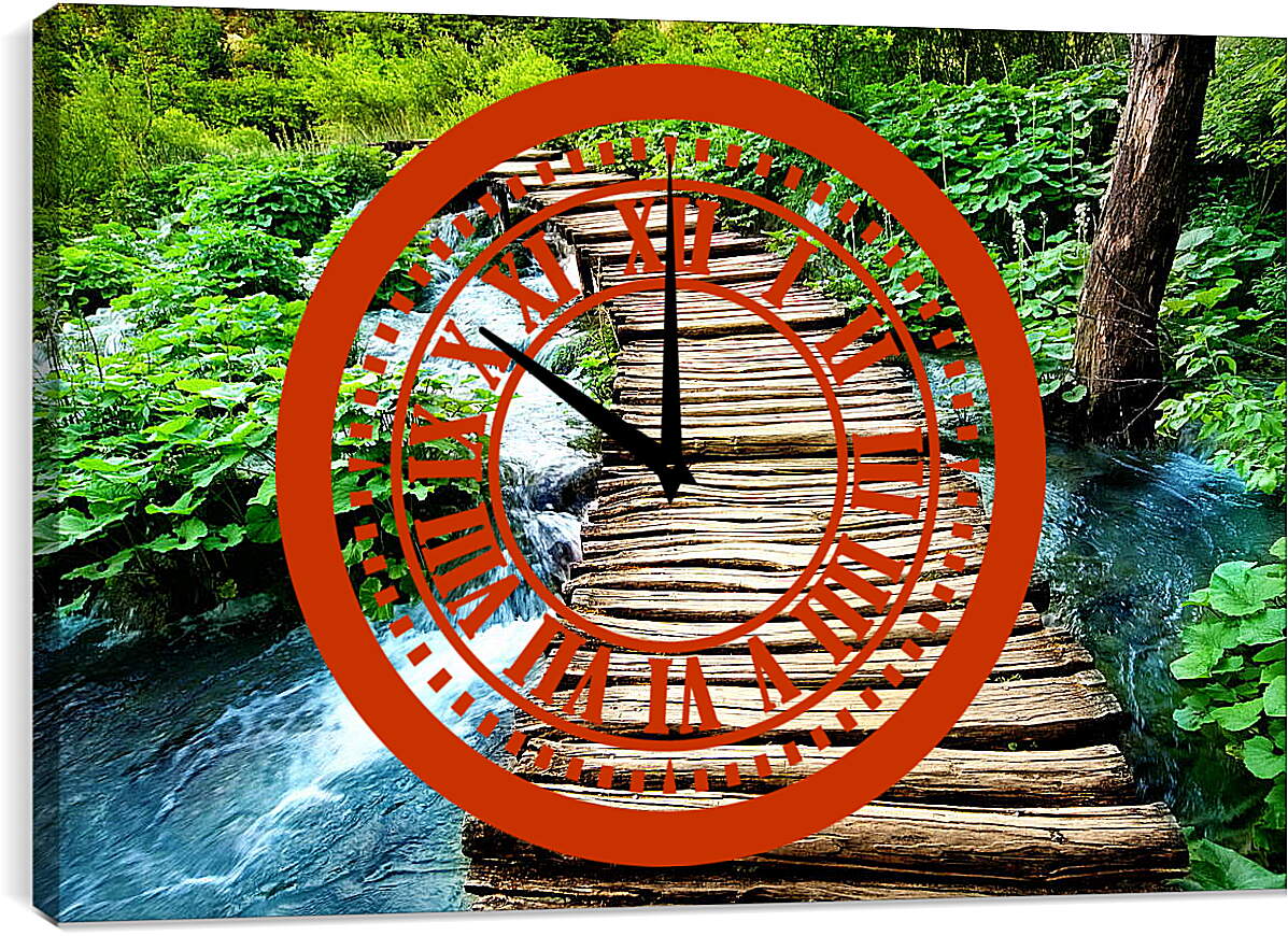 Часы картина - Мост через бурную реку
