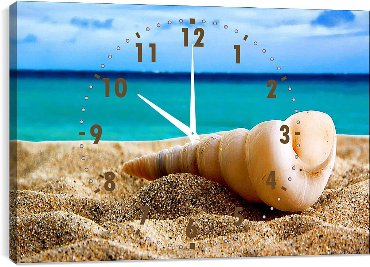 Часы картина - Ракушка на песке
