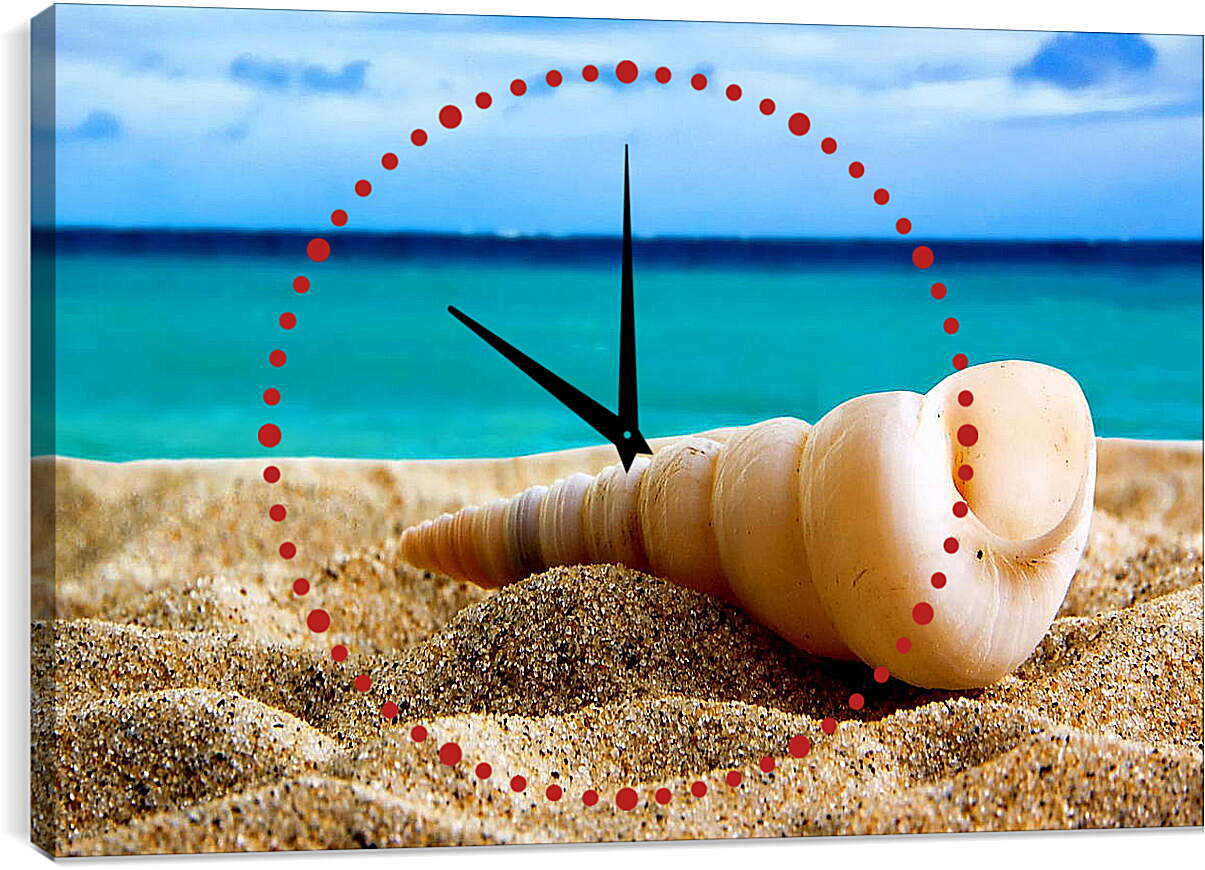 Часы картина - Ракушка на песке
