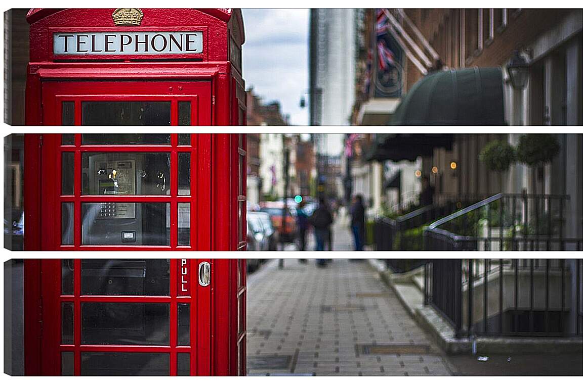 Модульная картина - Красная телефонная будка. Лондон