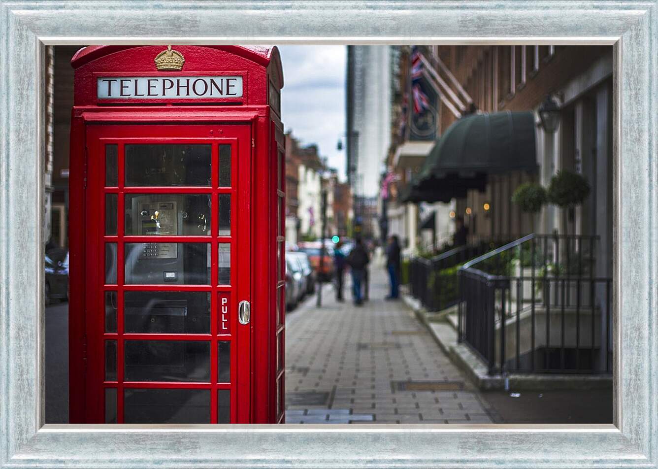 Картина в раме - Красная телефонная будка. Лондон