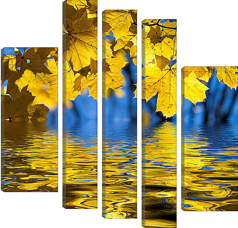 Модульная картина - Отражение осени в воде

