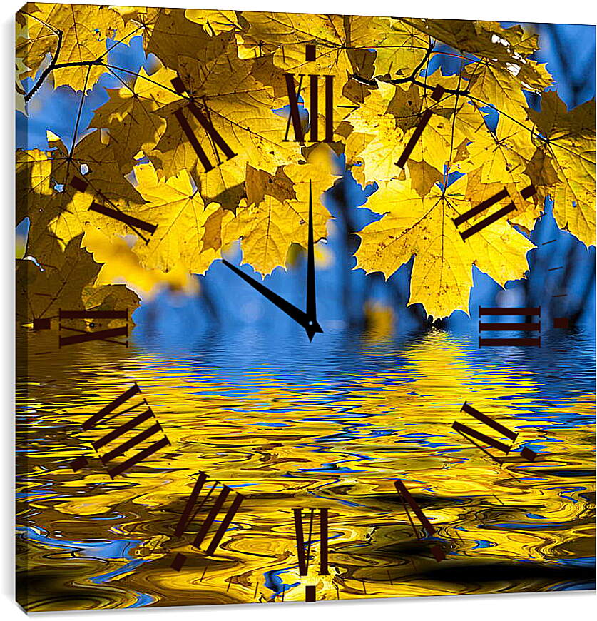 Часы картина - Отражение осени в воде
