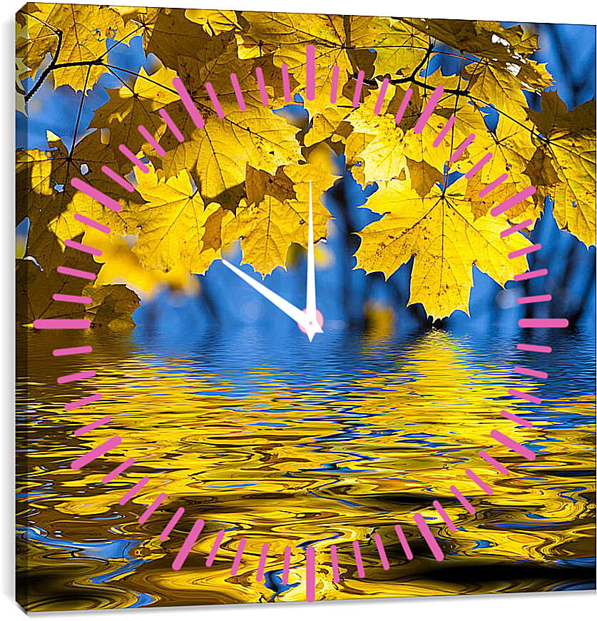 Часы картина - Отражение осени в воде
