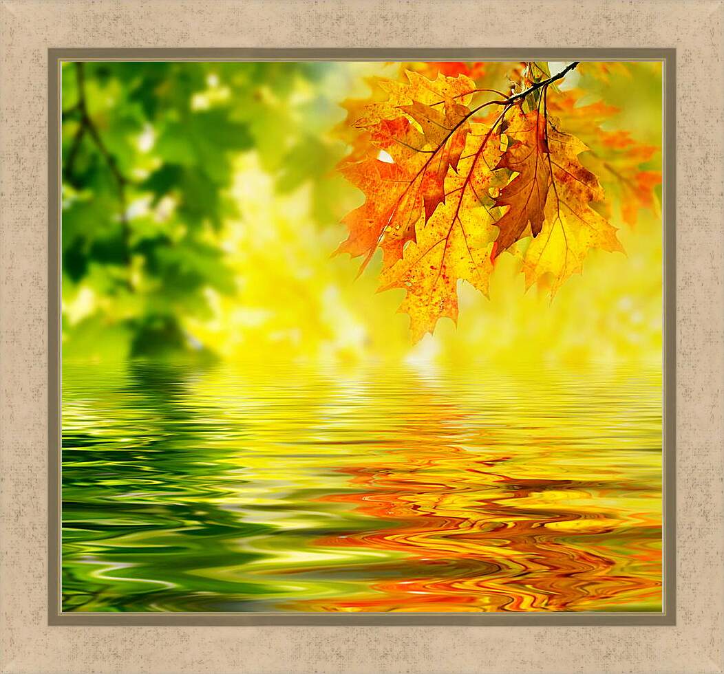 Картина в раме - Вода и осень
