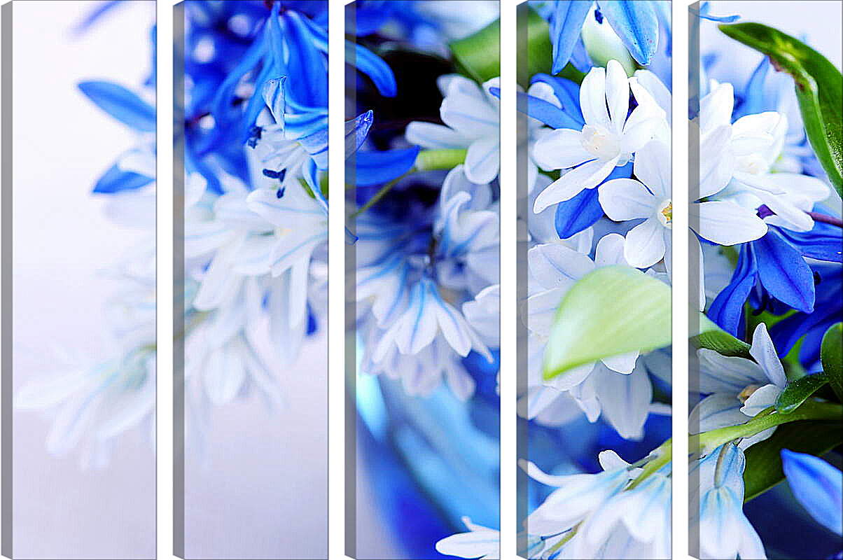 Модульная картина - Сине-белые цветы
