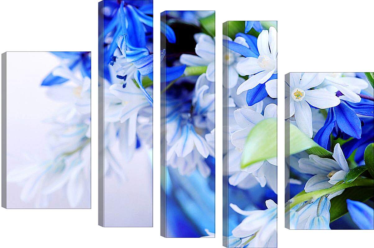 Модульная картина - Сине-белые цветы