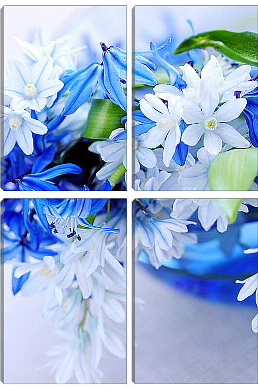 Модульная картина - Голубые цветы
