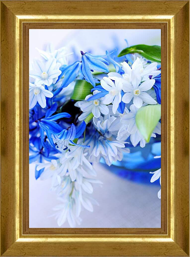 Картина в раме - Голубые цветы
