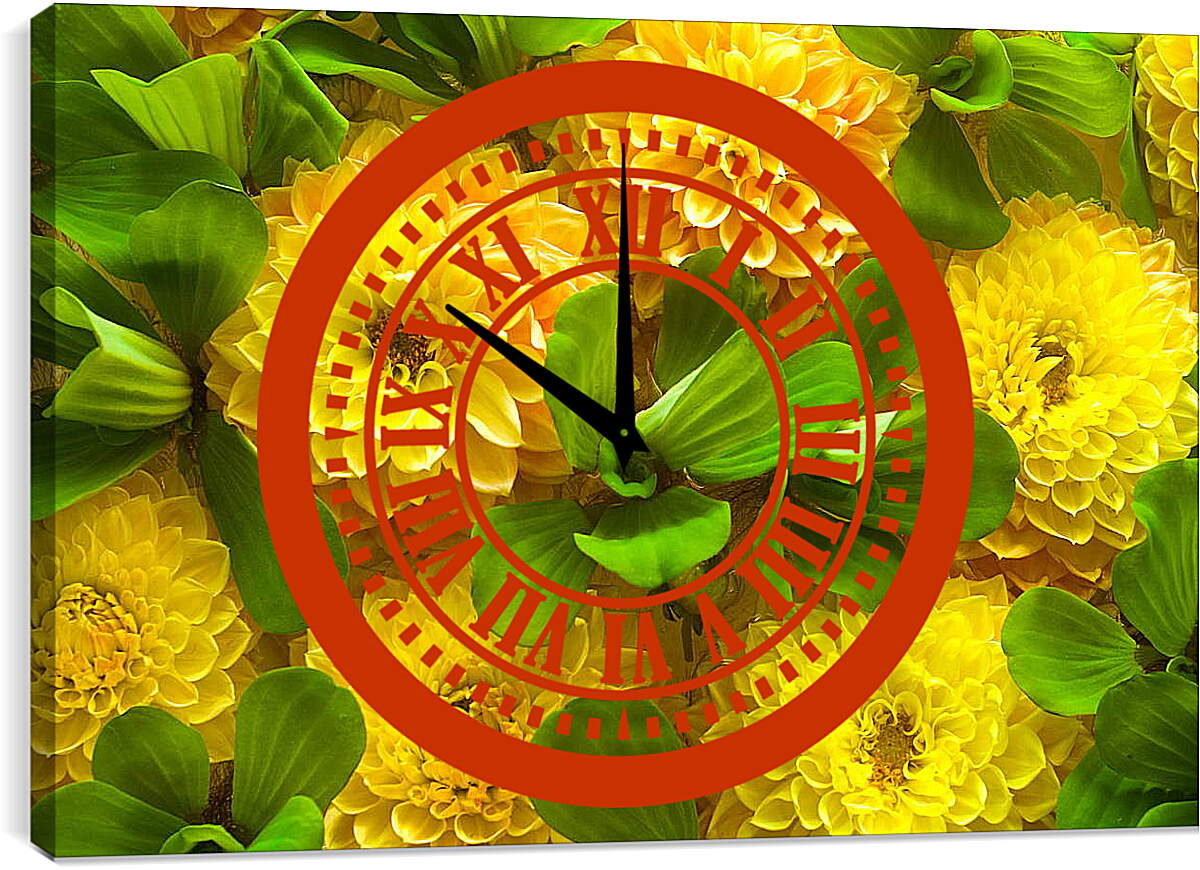 Часы картина - Желтые цветочки

